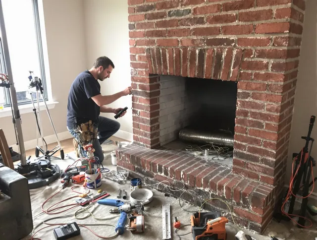 Manchester Chimney Sweep specialist finalizing chimney liner service in Manchester, CT