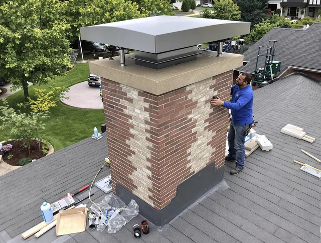 Manchester Chimney Sweep team working on a custom chimney remodel in Manchester, CT