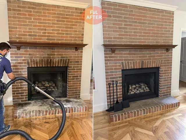 Manchester Chimney Sweep carefully sanitizing a fireplace in Manchester, CT