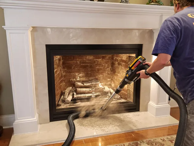 Fireplace cleaning performed by Manchester Chimney Sweep in Manchester, CT