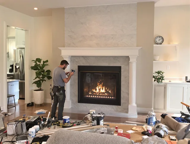 Newly installed fireplace by Manchester Chimney Sweep in Manchester, CT